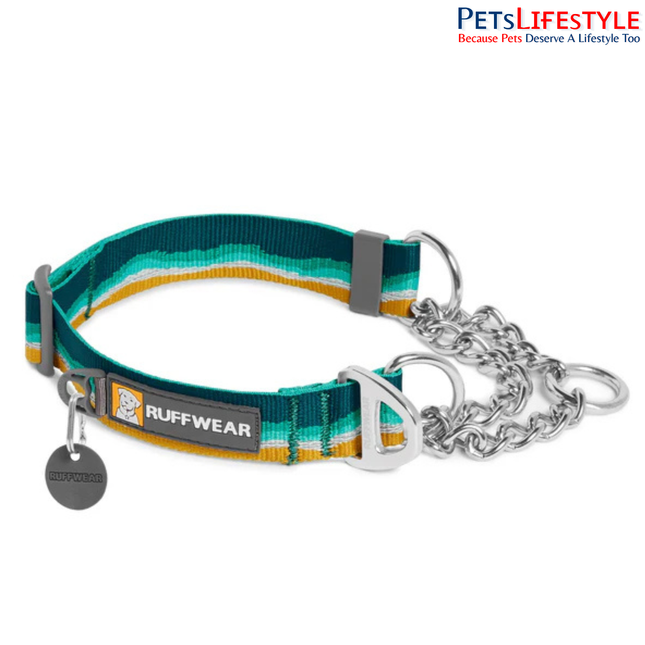 Ruffwear Chain Reaction Martingale Dog Collar Seafoam | Reflective Limited-Cinch Training Collar with Stainless Steel Chain