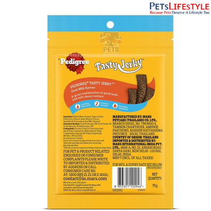 Pedigree Tasty Jerky Goat Milk Flavour Dog Treats 70g