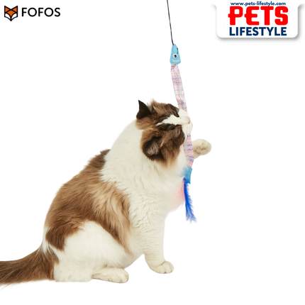 FOFOS Sardine Wand 2 Pack Interactive Cat Toy with Catnip & Replaceable Tops