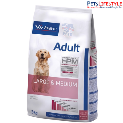 Virbac Veterinary HPM Adult Dog Food for Large & Medium Breeds | High Protein Diet