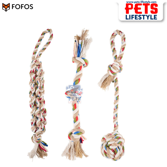 Barkbutler x Fofos Flossy Rope Toy with Ball for Dogs Flossy Rope Toys Braided Rope