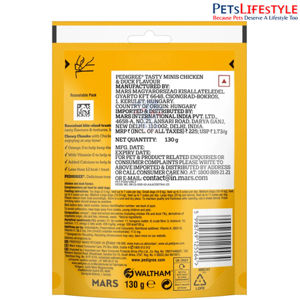 Pedigree Tasty Minis Cubes Adult Dog Treat – Chicken & Duck