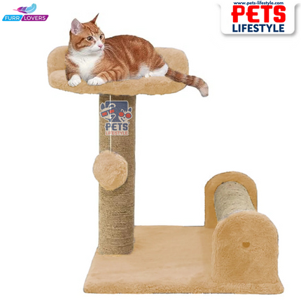 Canine Desk Soft Fur Fabric Activity Dual Jute Rope Scratching Post Cat Tree for Kittens & Cats