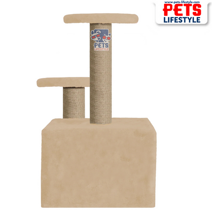 Canine Desk Soft Fur Activity Cat Tree – Natural Sisal Scratching Posts & Hanging Ball Toys