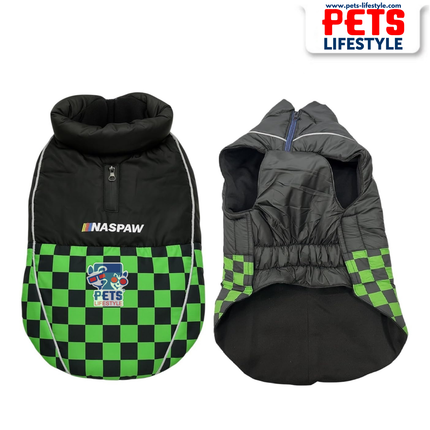 PᴇᴛsLɪғᴇsᴛʏʟᴇ Racing Jacket Dog Winter Coat (Green) – Windproof, Waterproof, Ultra Warm Fleece Lined Pet Jacket