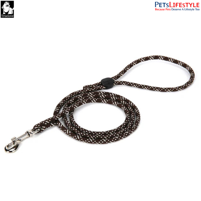 Truelove High Density Reflective Rope Webbing Leash for Dogs (Brown)