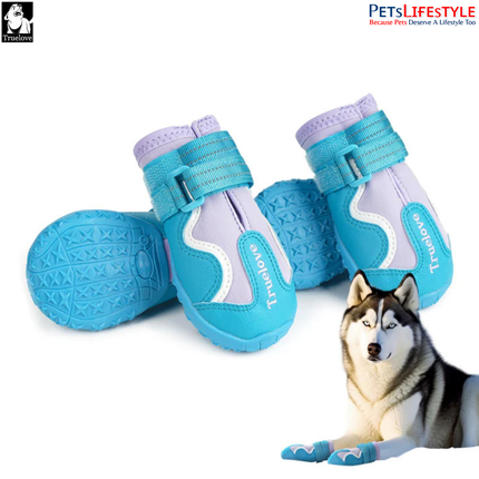 Truelove Pet Boots – Waterproof TPR Sole Dog Shoes ( 4 SHOES ) Outdoor Protection Boots