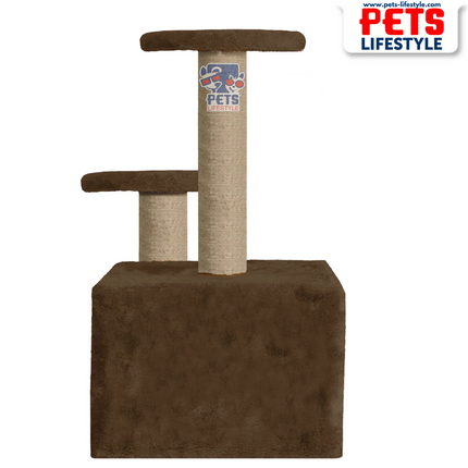 Canine Desk Soft Fur Activity Cat Tree – Natural Sisal Scratching Posts & Hanging Ball Toys