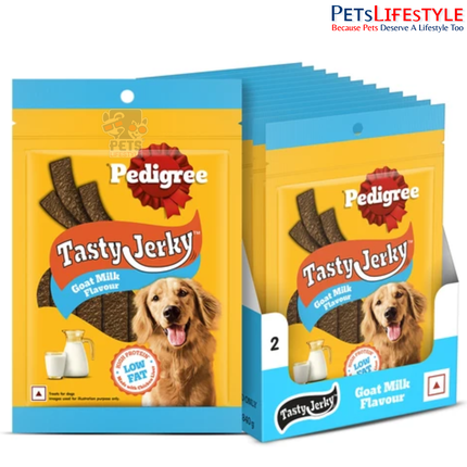 Pedigree Tasty Jerky Goat Milk Flavour Dog Treats | Soft & Chewy High-Protein, Low-Fat Dog Treats
