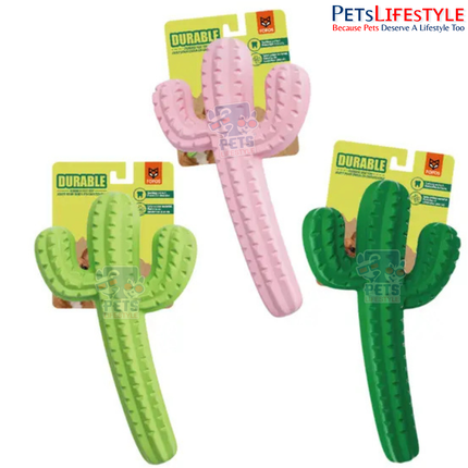 FOFOS Dog Chew Toy Cactus – Textured Rubber Chew Toy for Dogs | Assorted Colours