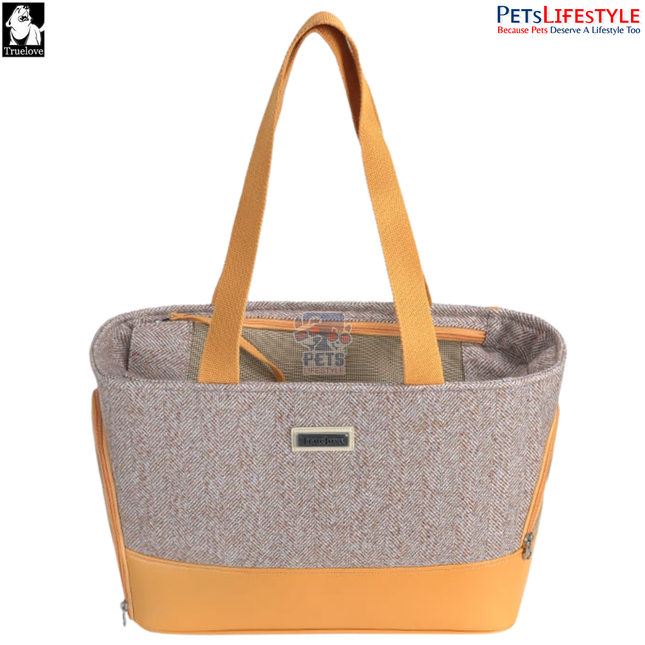 Truelove Pet Travel Handbag – Portable Pet Outing Carrier (Lily White / Tobacco Brown)