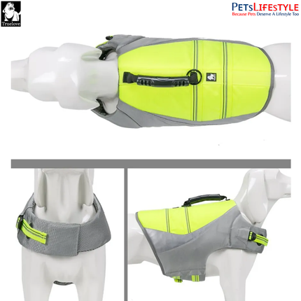 Truelove Dog Life Jacket – Neon Yellow – Waterproof Safety Swim Vest