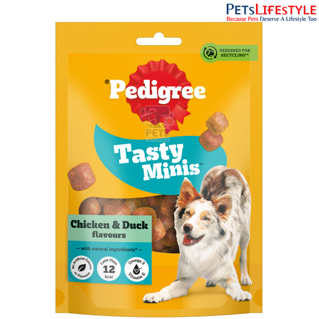Pedigree Tasty Minis Cubes Adult Dog Treat – Chicken & Duck 130g