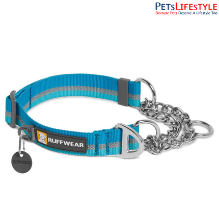 Ruffwear Chain Reaction Martingale Dog Collar Blue Dusk | Reflective Limited-Cinch Training Collar with Stainless Steel Chain