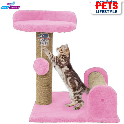 Canine Desk Soft Fur Fabric Activity Dual Jute Rope Scratching Post Cat Tree for Kittens & Cats