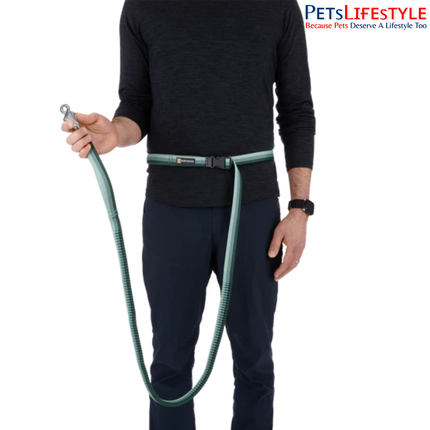 Ruffwear Roamer River Rock Green Dog Leash | Adjustable Hands-Free Stretch Running Leash for Dogs