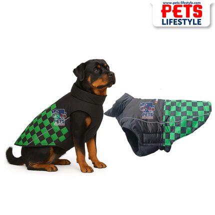 PᴇᴛsLɪғᴇsᴛʏʟᴇ Racing Jacket Dog Winter Coat (Green) – Windproof, Waterproof, Ultra Warm Fleece Lined Pet Jacket