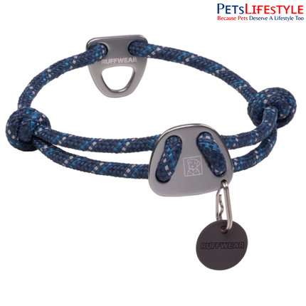 Ruffwear Knot-a-Collar Blue Moon | Reflective Climbing Rope Dog Collar with Aluminum V-Ring