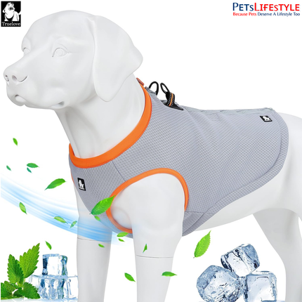 Truelove Cooling Vest for Dogs – Grey / Orange – Evaporative Cooling Harness