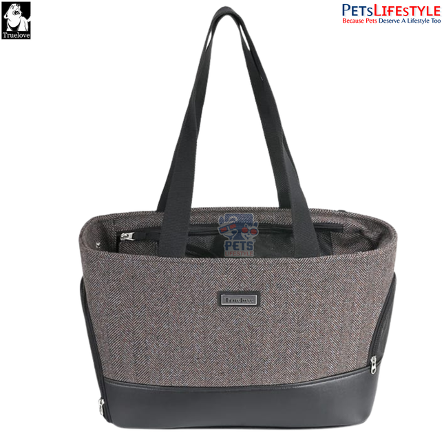 Truelove Pet Travel Handbag – Portable Pet Outing Carrier (Black / Tobacco Brown)