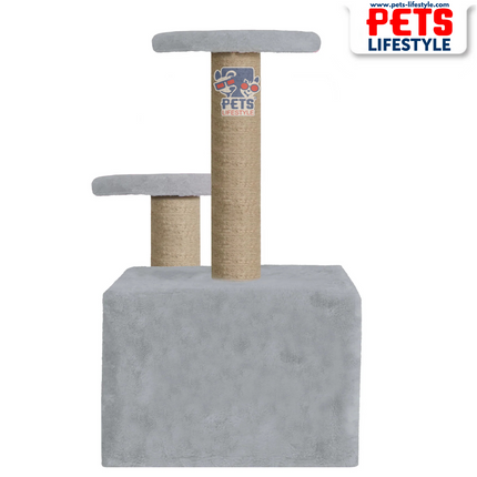 Canine Desk Soft Fur Activity Cat Tree – Natural Sisal Scratching Posts & Hanging Ball Toys