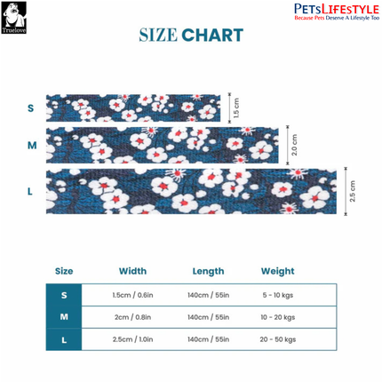 Truelove Multi Handle Floral Leash – Saxony Blue – Premium Control Dog Leash