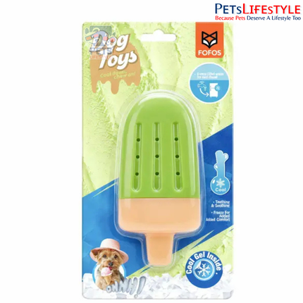 FOFOS Cooling Ice Lolly Green – Freezable Dog Chew Toy with Cooling Gel for Puppies & Small to Medium Dogs