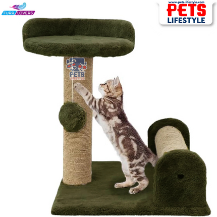 Canine Desk Soft Fur Fabric Activity Dual Jute Rope Scratching Post Cat Tree for Kittens & Cats