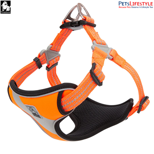 Truelove Lightweight Oxford Dog Harness – Orange- 3M Reflective Step-In Chest Harness
