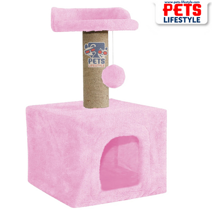 Canine Desk Soft Fur Condo Activity Cat Tree – Sisal/Jute Scratching Post with Hanging Ball