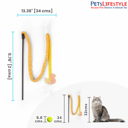 FOFOS Cat Teaser Toy 2-Pack – Interactive Cat Wand Toys with Catnip & Feathers