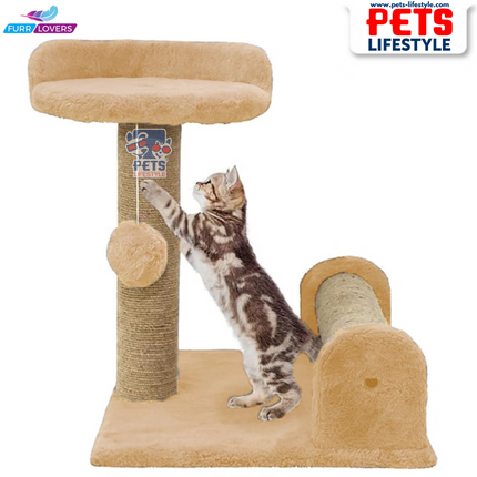 Canine Desk Soft Fur Fabric Activity Dual Jute Rope Scratching Post Cat Tree for Kittens & Cats