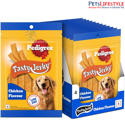 Pedigree Tasty Jerky Adult Dog Treat – Chicken Flavour | Soft Chewy High-Protein Dog Treat | 70 g