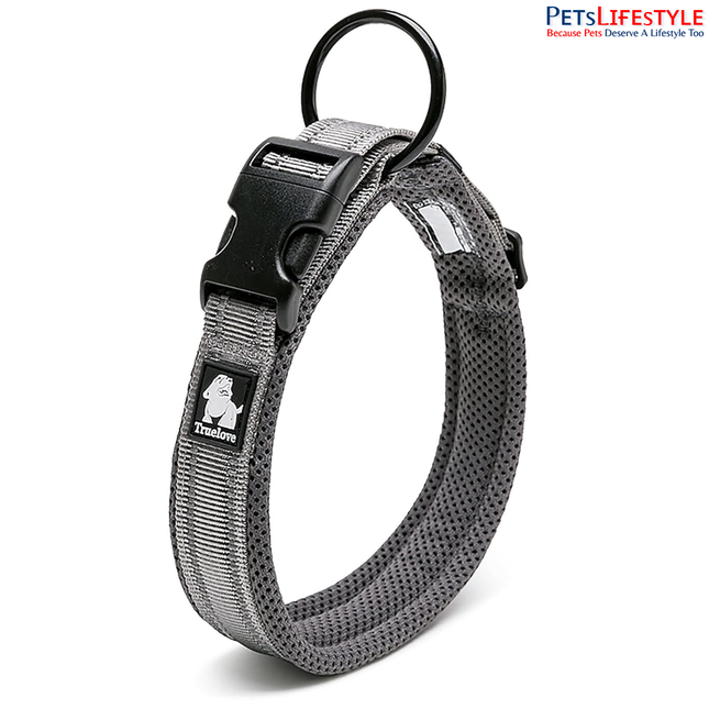 Truelove Classic Pet Collar (Gray) – Reflective Lightweight Performance Collar