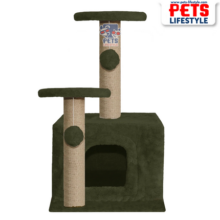 Canine Desk Soft Fur Activity Cat Tree – Natural Sisal Scratching Posts & Hanging Ball Toys