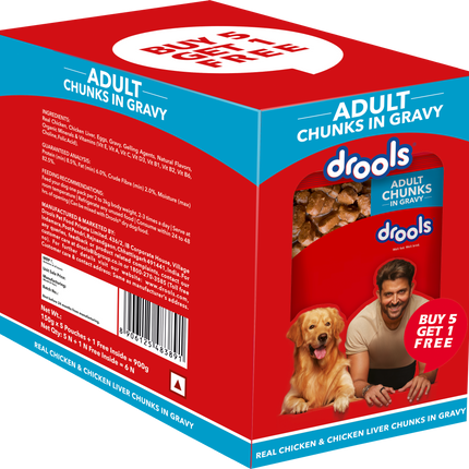 Drools Adult Wet Dog Food Real Chicken & Liver Chunks (6 x 150g)