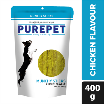 Purepet Munchy Sticks, Chicken Flavour, Dog Treats, 400 g