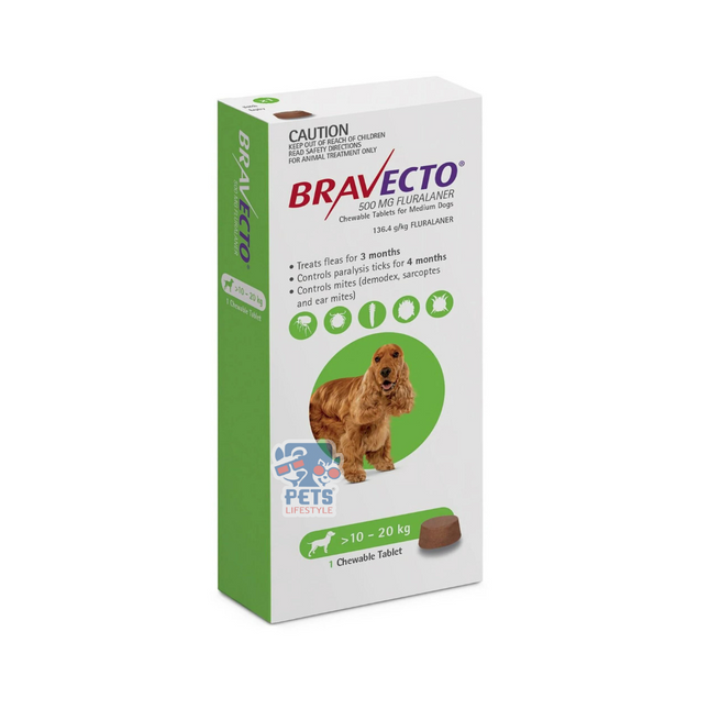 Bravecto Tick & Flea Chewable Tablet For Dogs Weighing 10 - 20 kg