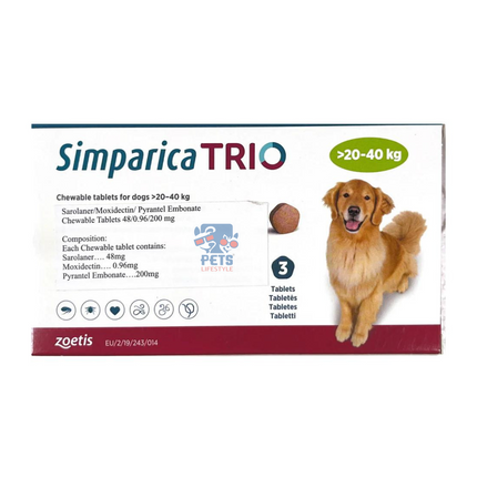 Zoetis Simparica Trio Dog Tick and Flea Control Tablet