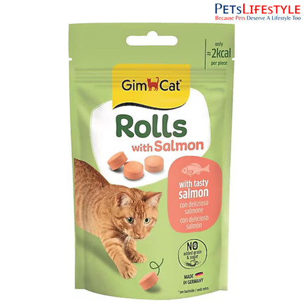 GimCat Rolls Cat Treats Salmon & Chicken Flavours Low-Calorie 100 Rolls