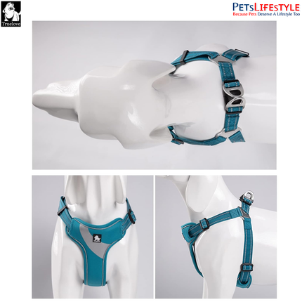 Truelove Lightweight Oxford Dog Harness – Blue – 3M Reflective Step-In Chest Harness