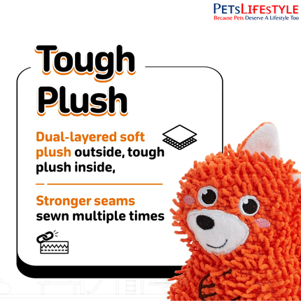 FOFOS Tough Dog Toy Fox S – Plush Woodland Critter Squeaky Dog Toy