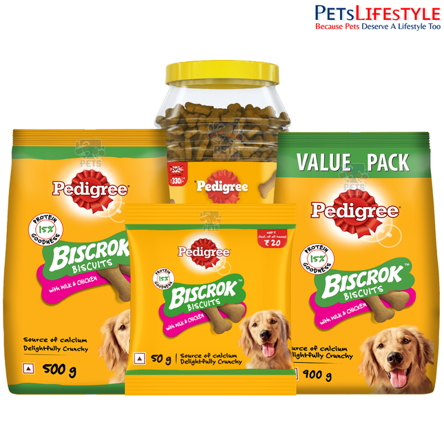 Pedigree Biscrok Dog Biscuit Treats (Above 4 Months), Milk & Chicken Flavour,