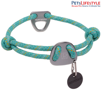 Ruffwear Knot-a-Collar Aurora Teal | Reflective Climbing Rope Dog Collar with Aluminum V-Ring
