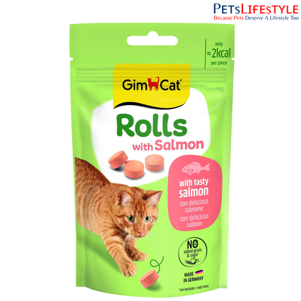GimCat Rolls Cat Treats Salmon & Chicken Flavours Low-Calorie 100 Rolls