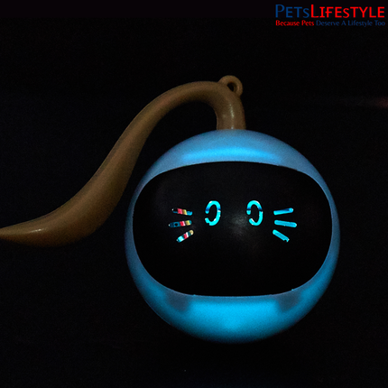 FOFOS WhirliCat Interactive Tumbler Cat Toy – Smart Paw-Activated Self-Moving Toy with AI Obstacle Avoidance, LED Face & Flexible Tail