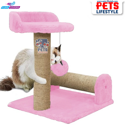 Canine Desk Soft Fur Fabric Activity Dual Jute Rope Scratching Post Cat Tree for Kittens & Cats
