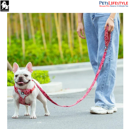 Truelove Multi Handle Floral Leash – Poppy Red – Premium Control Dog Leash