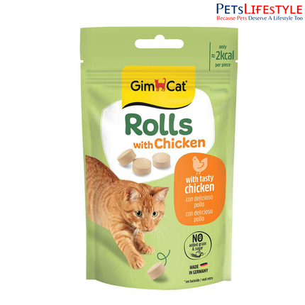 GimCat Rolls Cat Treats Salmon & Chicken Flavours Low-Calorie 100 Rolls