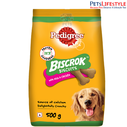 Pedigree Biscrok Dog Biscuit Treats (Above 4 Months), Milk & Chicken Flavour,